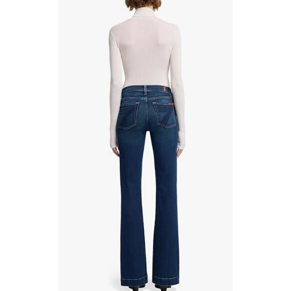 7 FOR ALL MANKIND Womens Tailorless Dojo Flared Jeans Size 27 US 4 Dark Blue NWT - Picture 5 of 14
